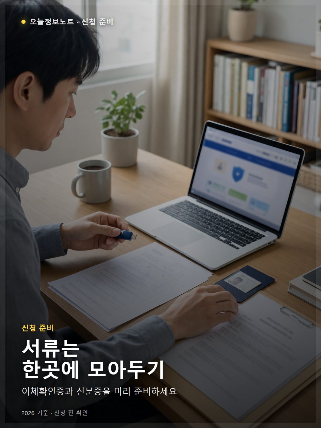 금융안심포털 착오송금 반환지원 신청 서류를 준비하는 홈오피스 장면