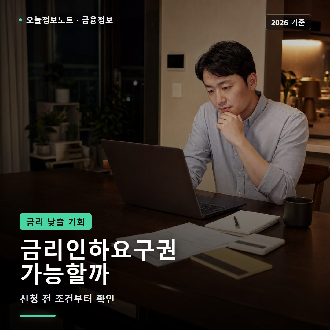 금리인하요구권 신청조건을 저녁 식탁에서 확인하는 장면